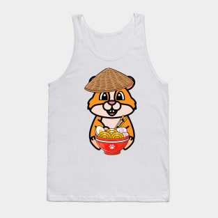 Funny hamster is eating noodles Tank Top